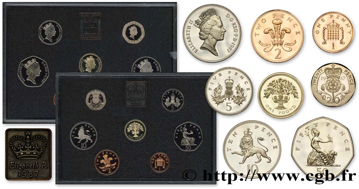 ROYAUME-UNI Série Proof 7 monnaies 1987  FDC 