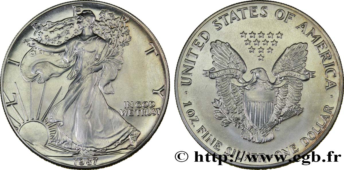 STATI UNITI D AMERICA 1 Dollar type Silver Eagle 1987 Philadelphie FDC 