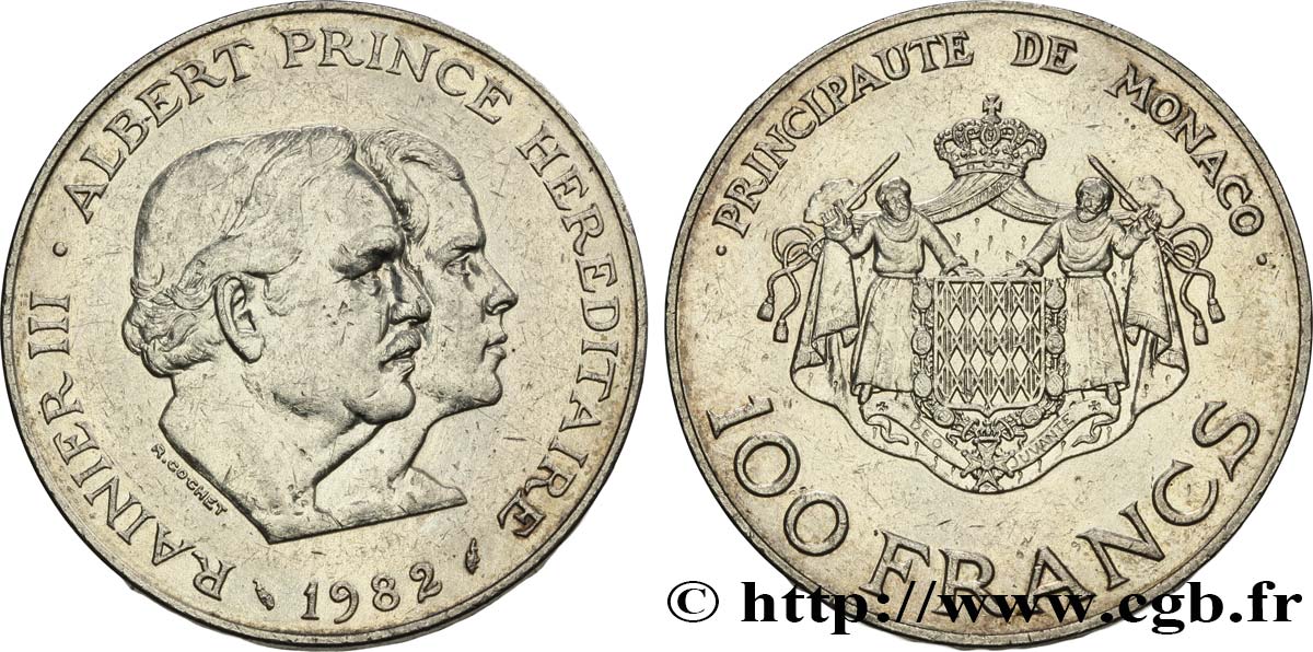 MONACO 100 Francs Rainier III et Albert 1982 Paris TTB 