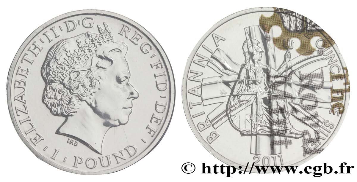ROYAUME-UNI 1 Pound (Livre) Elisabeth II / Britannia et drapeau 2011  FDC 