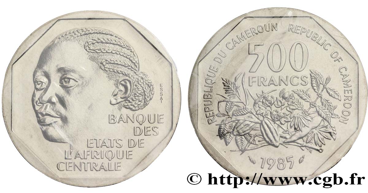 CAMEROUN Essai de 500 Francs femme légende bilingue 1985 Paris FDC 
