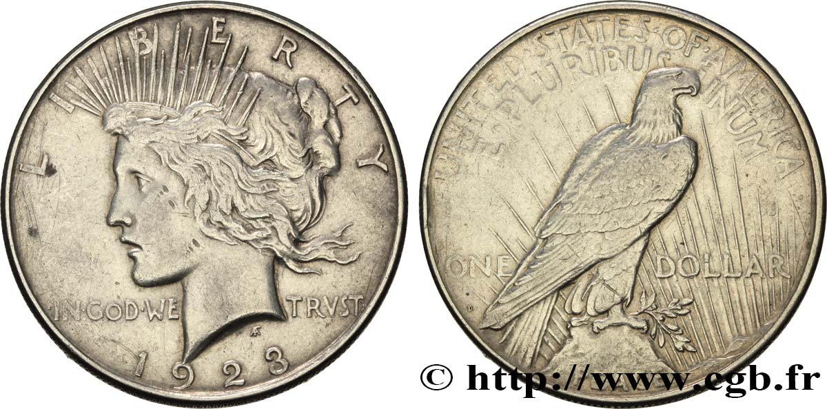 ÉTATS-UNIS D AMÉRIQUE 1 Dollar type Peace 1923 Denver TTB 