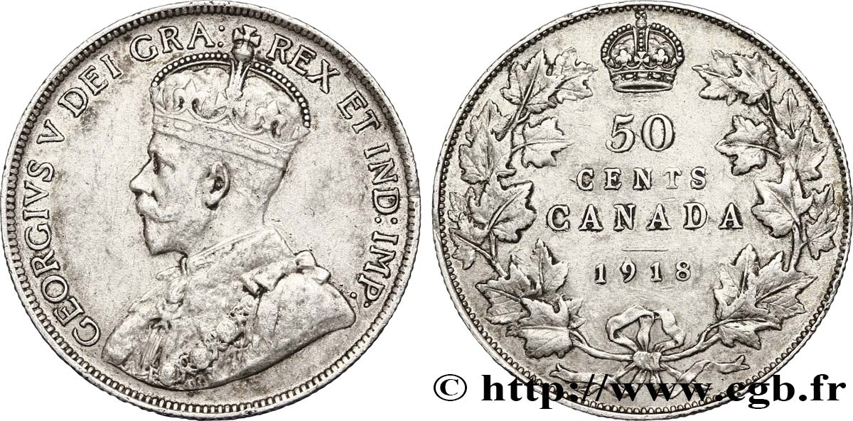 CANADA 50 Cents Georges V 1918  TTB 