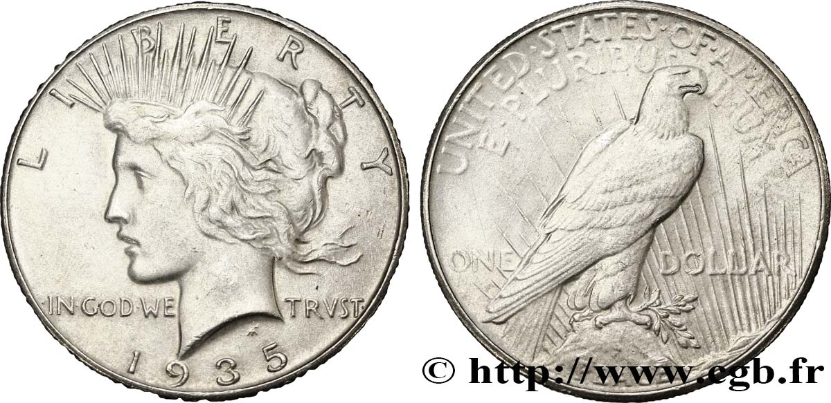 ÉTATS-UNIS D AMÉRIQUE 1 Dollar Peace 1935 Philadelphie TTB+ 
