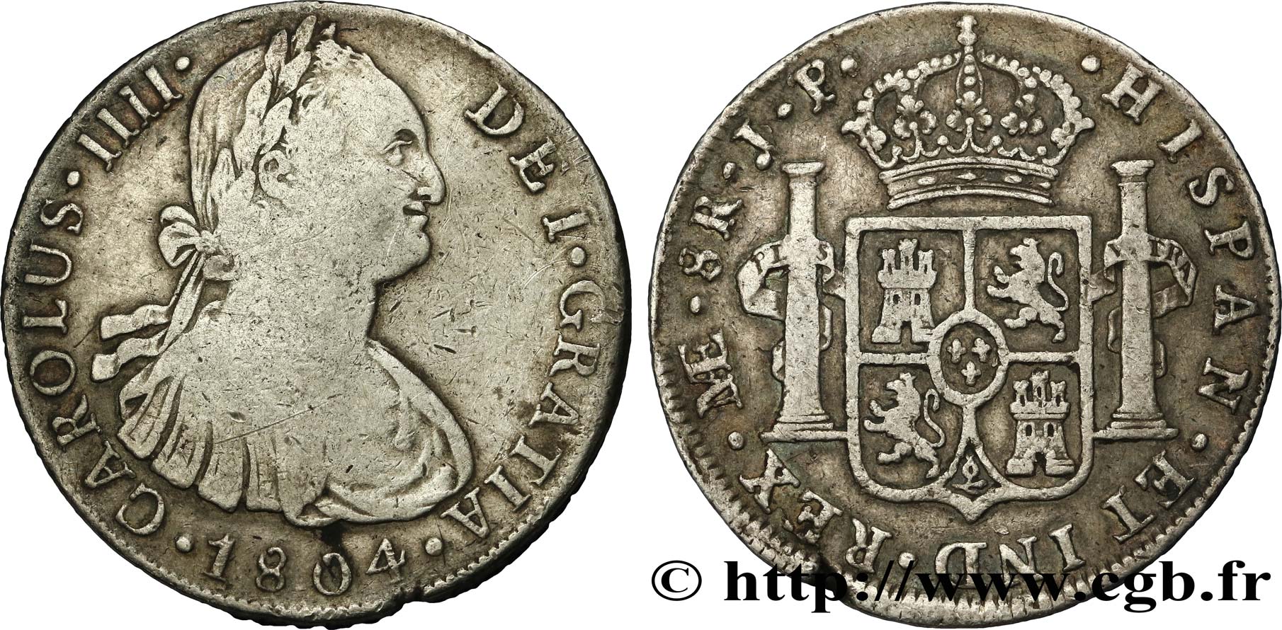 PERU 8 Reales Charles IV 1804 Lima VF 