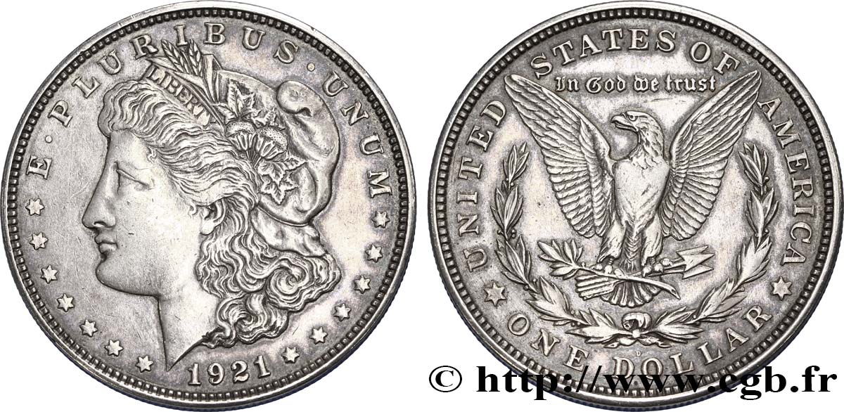 UNITED STATES OF AMERICA 1 Dollar Morgan 1921 Denver AU 