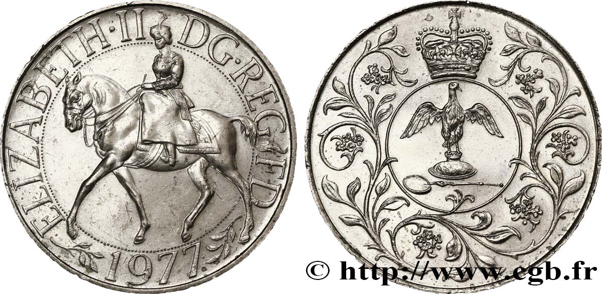 REINO UNIDO 25 New Pence jubilé d’argent d’Elisabeth II 1977  EBC+ 