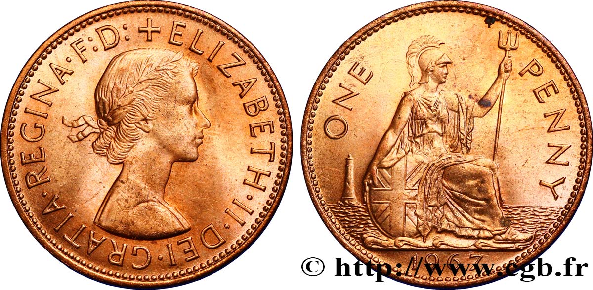 ROYAUME-UNI 1 Penny Elisabeth II/ Britannia 1967 Londres SPL 
