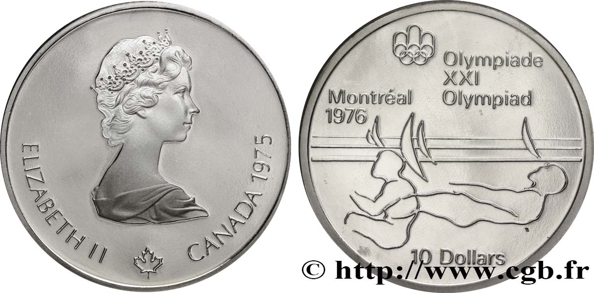 KANADA 10 Dollars JO Montréal 1976 voile 1975  ST 