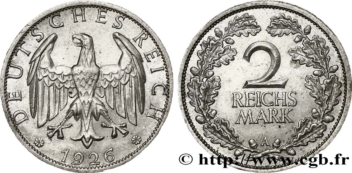 ALLEMAGNE 2 Reichsmark aigle 1926 Berlin SUP 