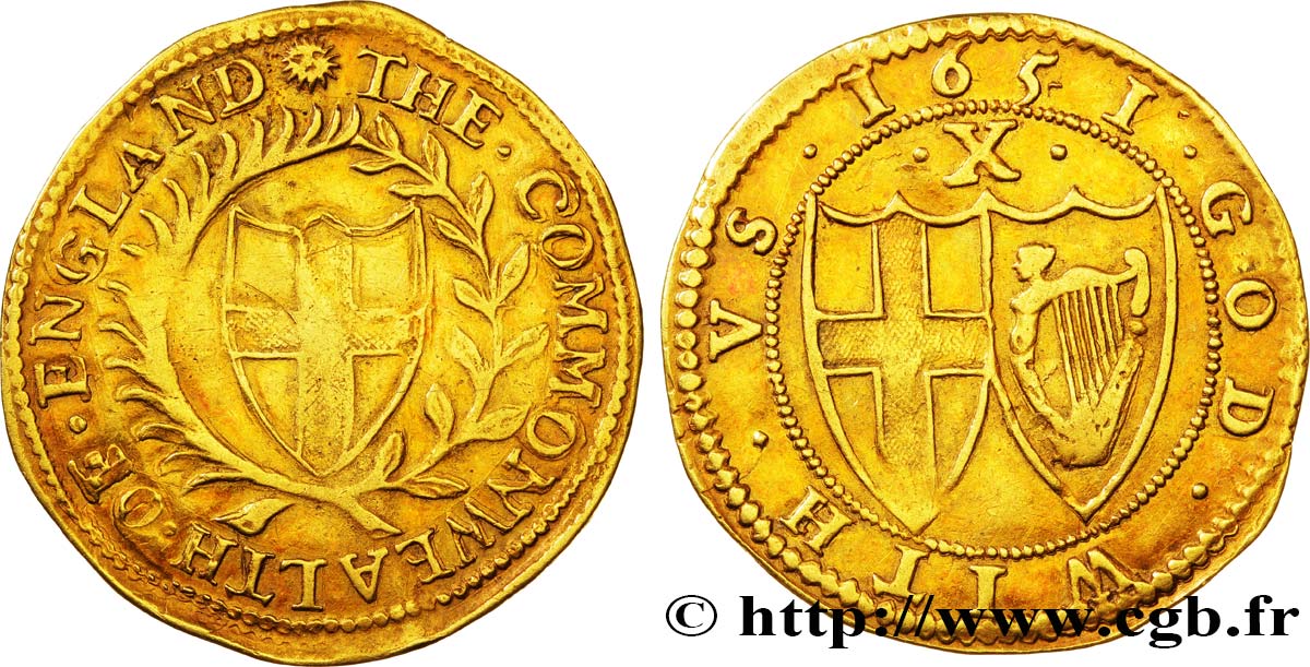 GRANDE-BRETAGNE - COMMONWEALTH 10 shillings ou double crown 1651  TTB 