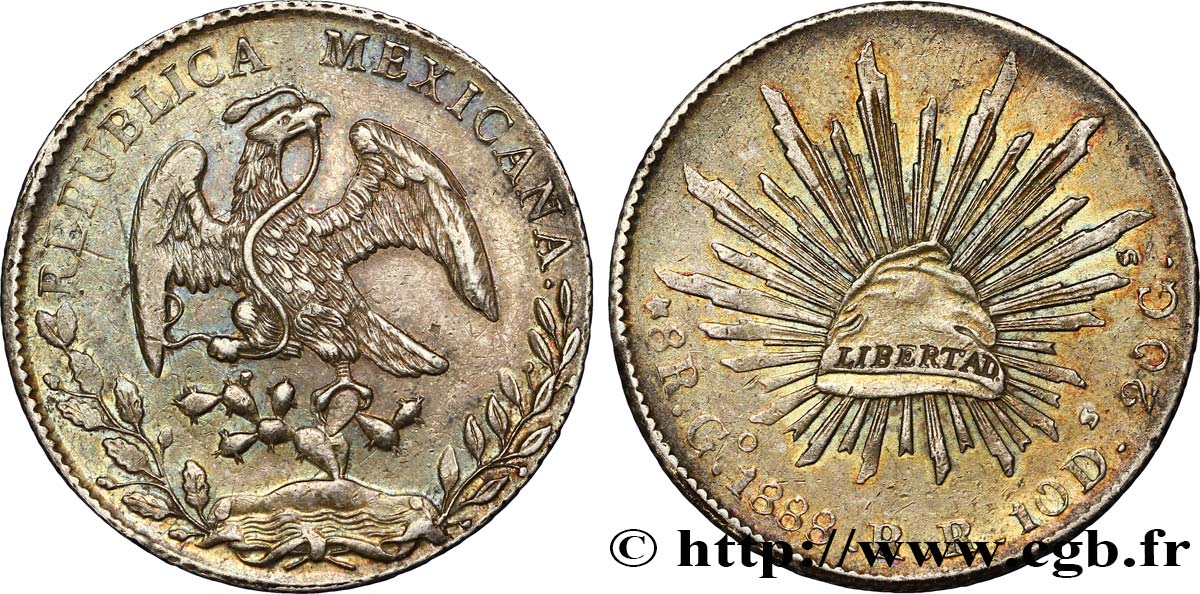 MEXIQUE 8 Reales Aigle 1888 Guanajuato - G° TTB+ 