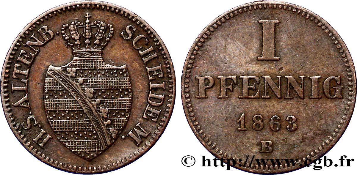 ALLEMAGNE - SAXE - ALTENBOURG 1 Pfennig Duché de Saxe-Altenbourg 1863 Dresde SUP 