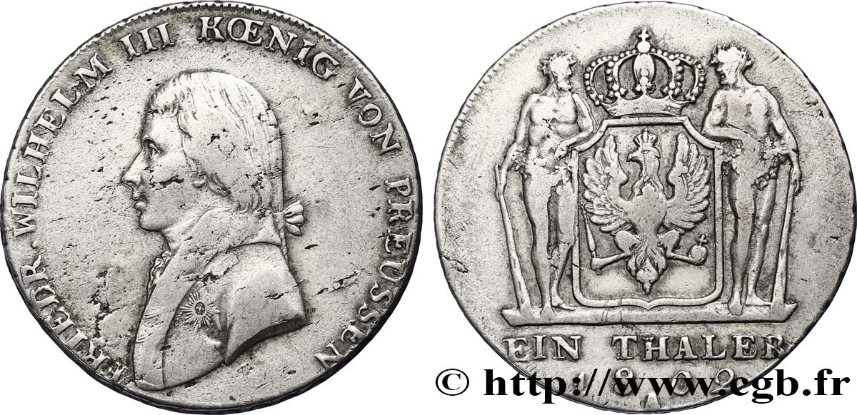 GERMANIA - PRUSSIA 1 Thaler Frédéric-Guillaume III 1802 Berlin MB 