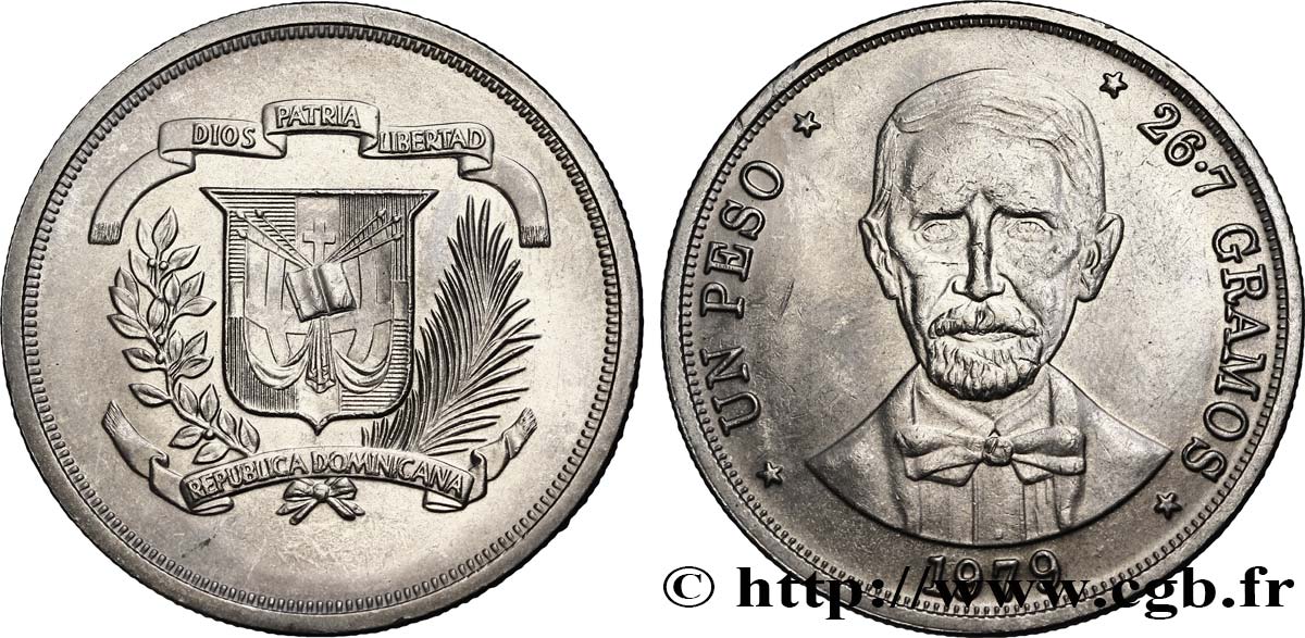 RÉPUBLIQUE DOMINICAINE 1 Peso emblème / Juan Pablo Duarte 1979  SPL 
