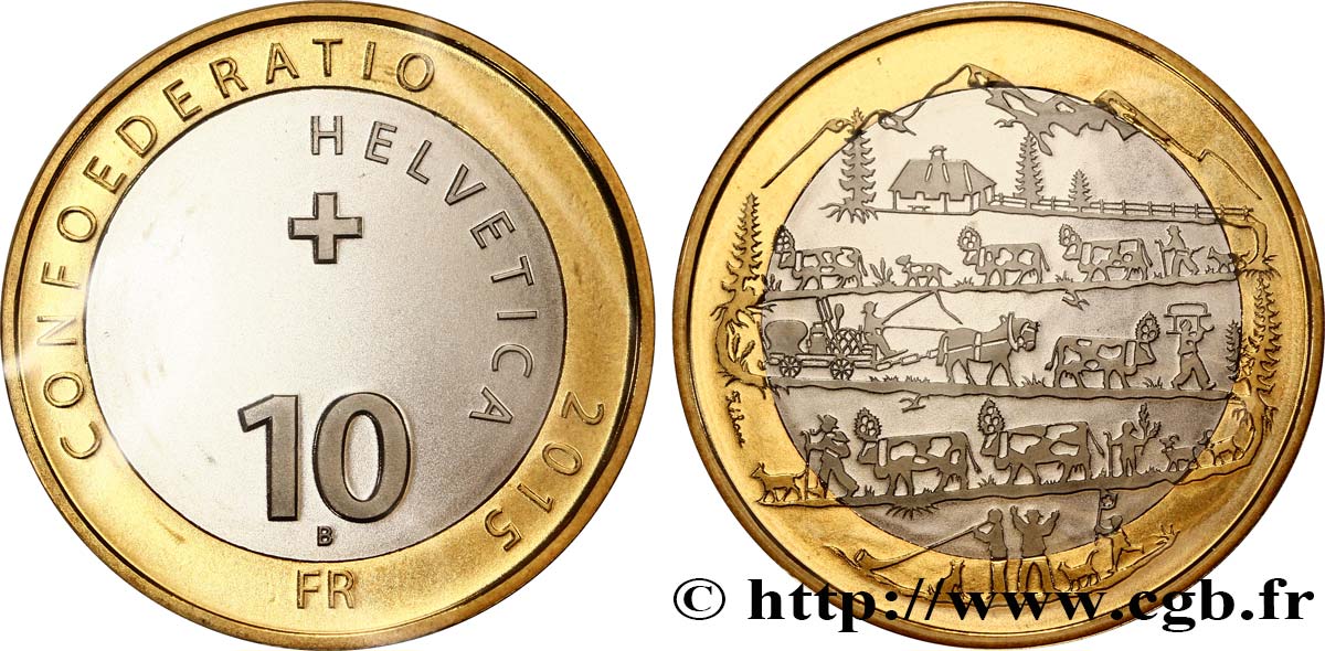 SWITZERLAND 10 Francs La désalpe 2015 Berne MS 