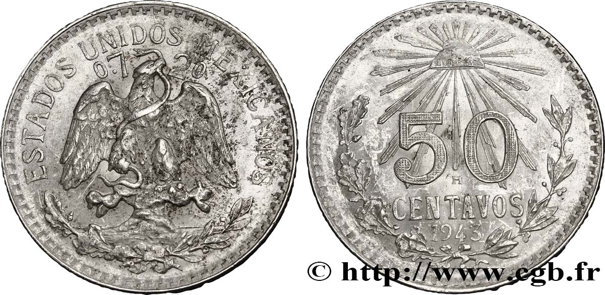MEXIQUE 50 Centavos 1943 Mexico TTB+ 