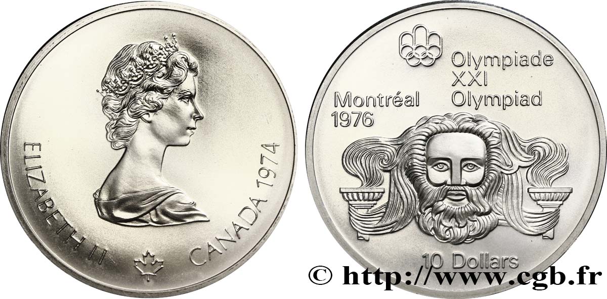 CANADA 10 Dollars JO Montréal 1976 tête de Zeus 1974  FDC 