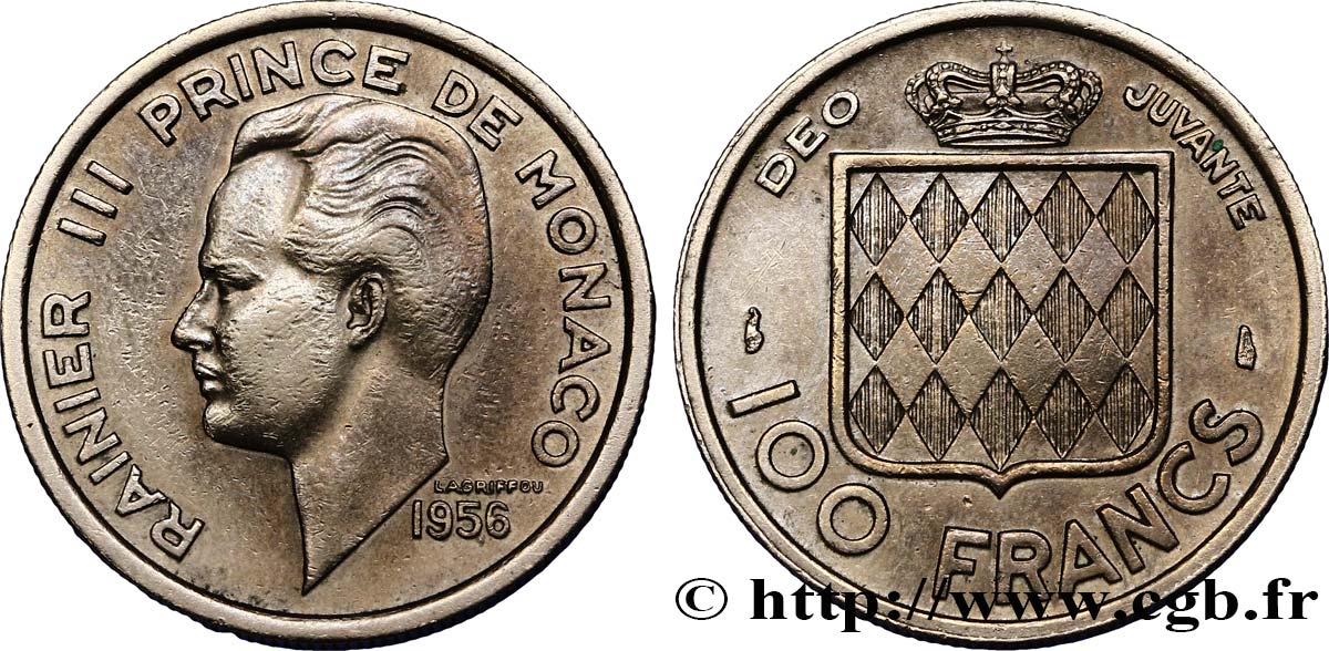 MONACO 100 Francs Rainier III / écu 1956 Paris TTB+