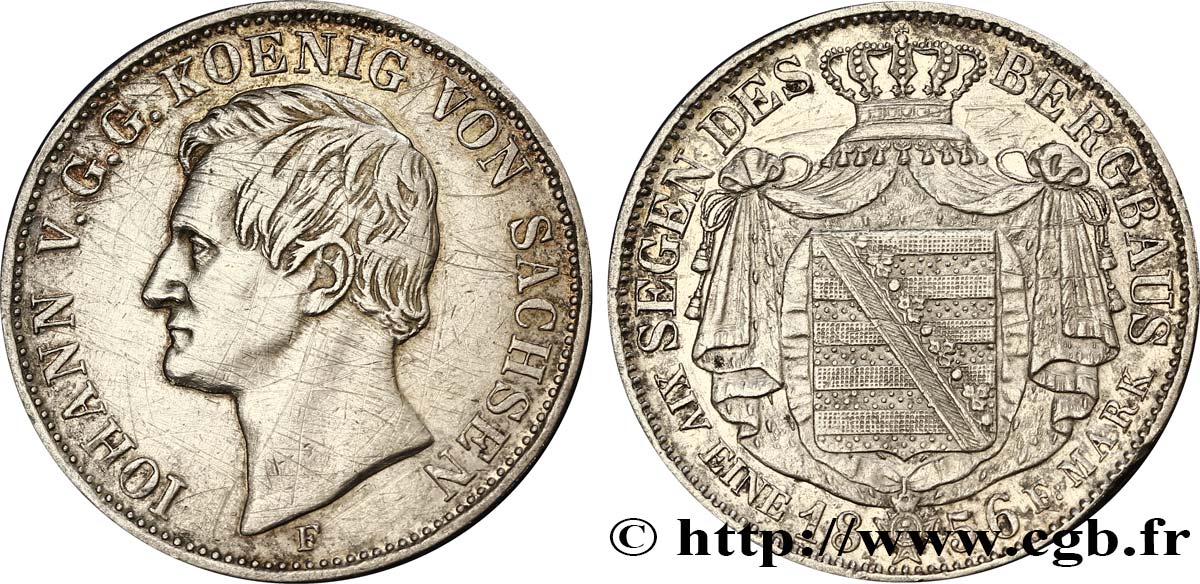 ALLEMAGNE - SAXE Thaler Jean 1856 Dresde TB+ 