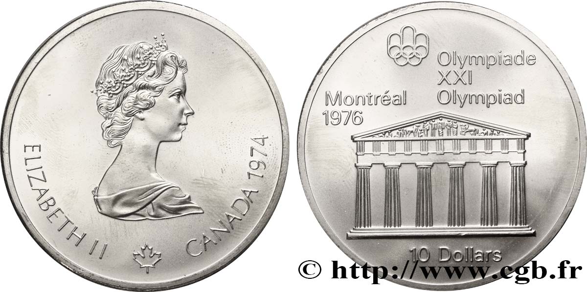 CANADA 10 Dollars JO Montréal 1976 temple de Zeus 1974  FDC 