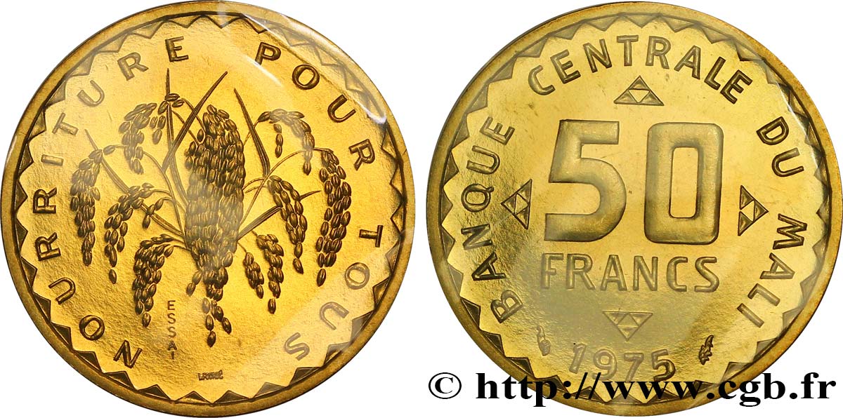 MALI Essai de 50 Francs plant de mil 1975 Paris FDC 