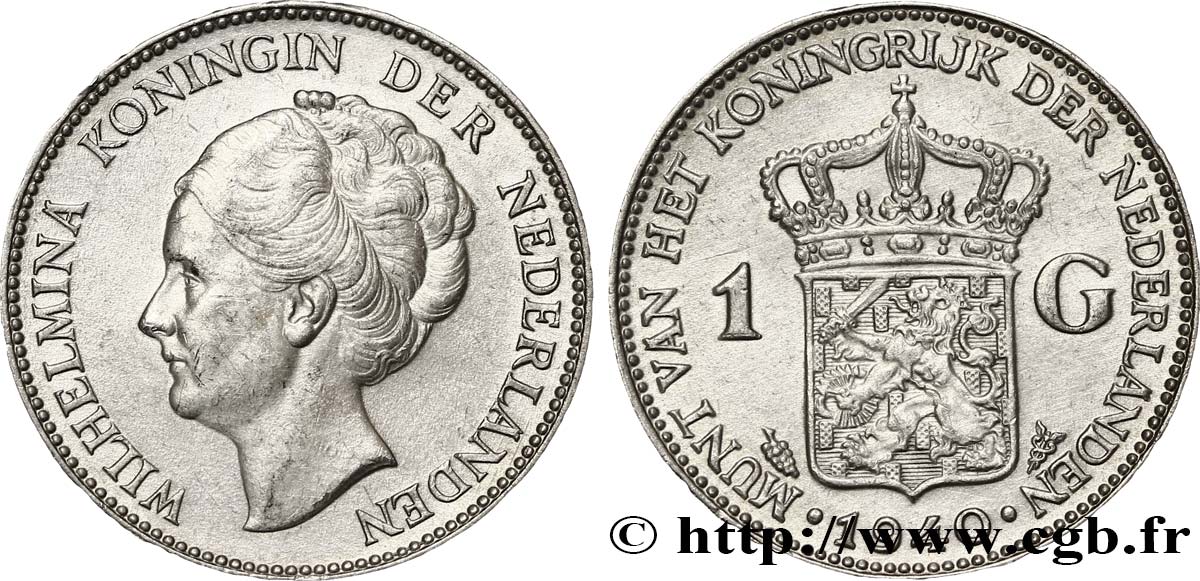 PAYS-BAS 1 Gulden Wilhelmina 1940  TTB+ 
