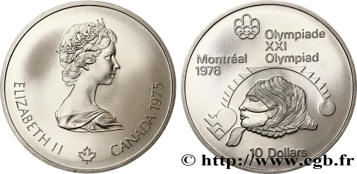 CANADá
 10 Dollars JO Montréal 1976 lancer de poids femmes 1975  FDC 