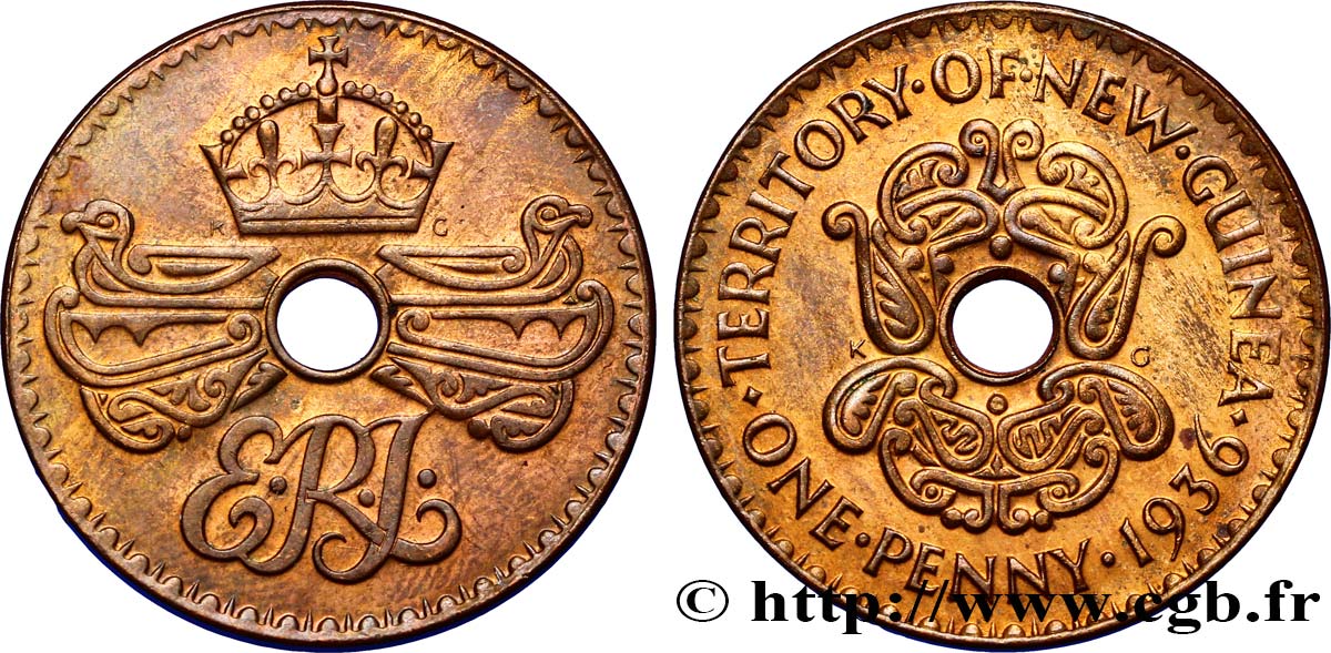 NEUGUINEA 1 Penny monogramme couronné 1936  VZ 