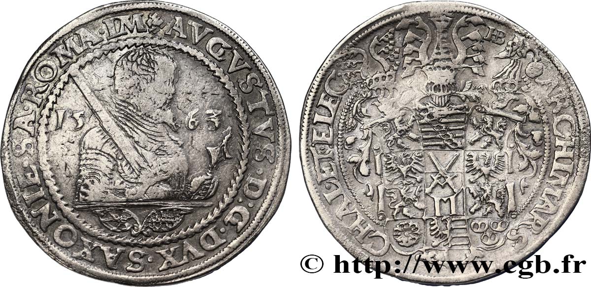 ALLEMAGNE - SAXE Thaler Auguste Ier 1563 Dresde TB+ 