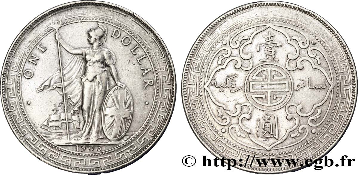ROYAUME-UNI 1 Dollar Britannia 1903 Bombay TTB 