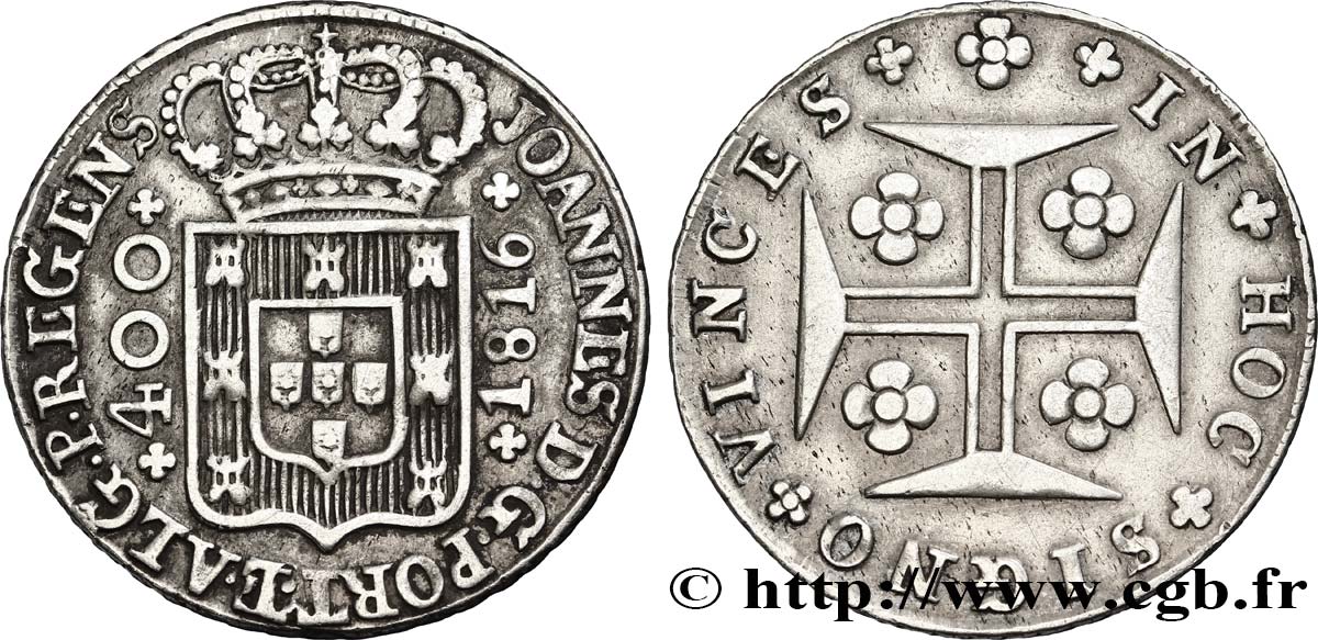 PORTUGAL 400 Réis Jean VI 1816  TTB 