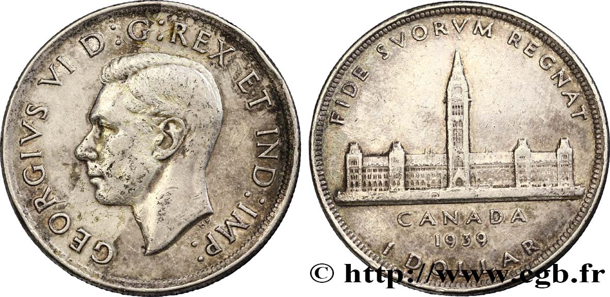CANADA 1 Dollar Georges VI / visite royale au parlement 1939  XF 