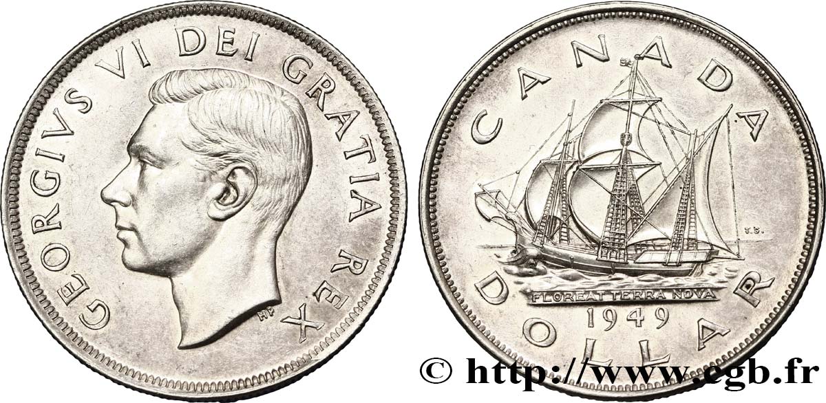 CANADA 1 Dollar Georges VI / voilier “Matthew” 1949  SUP 
