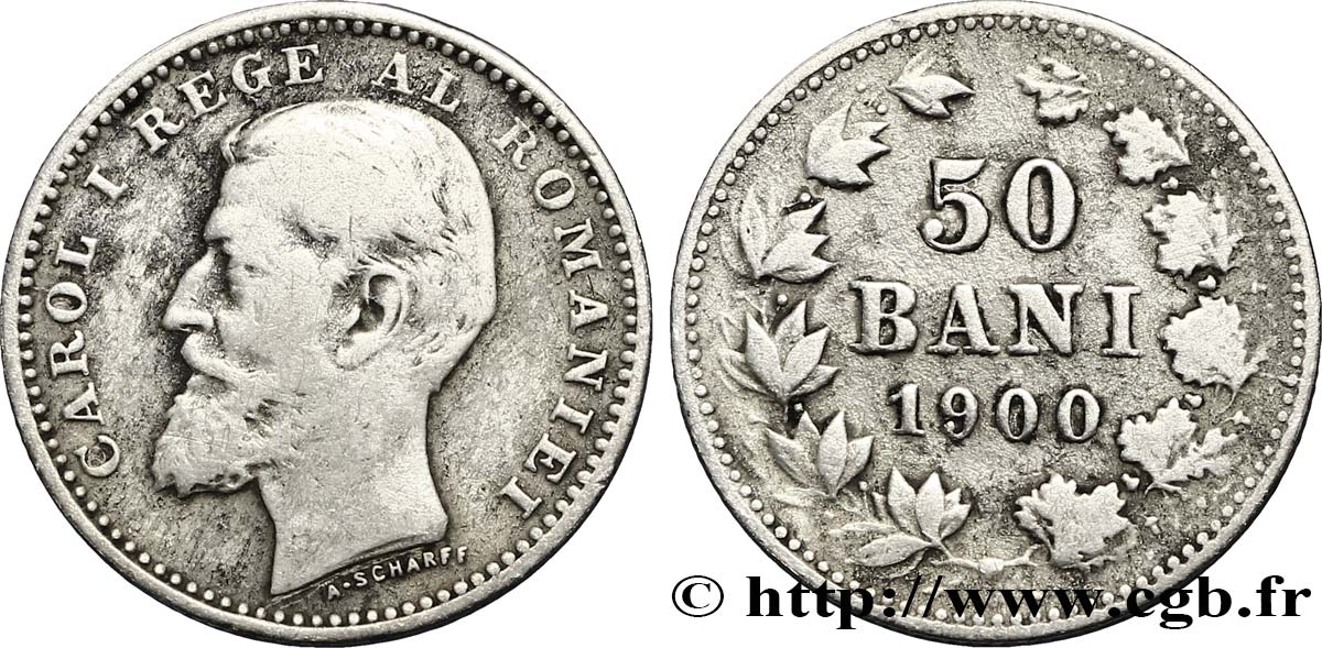 ROUMANIE 50 Bani Charles Ier 1900 Bucarest TB+ 