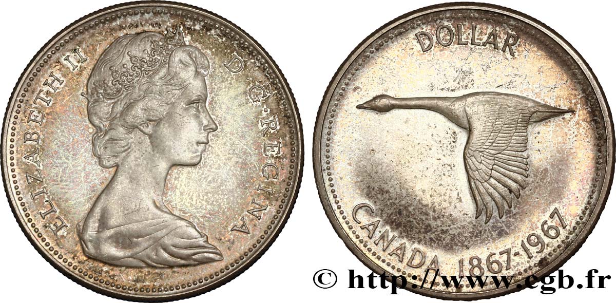 CANADá
 1 Dollar centenaire de la Confédération 1967  MBC+ 
