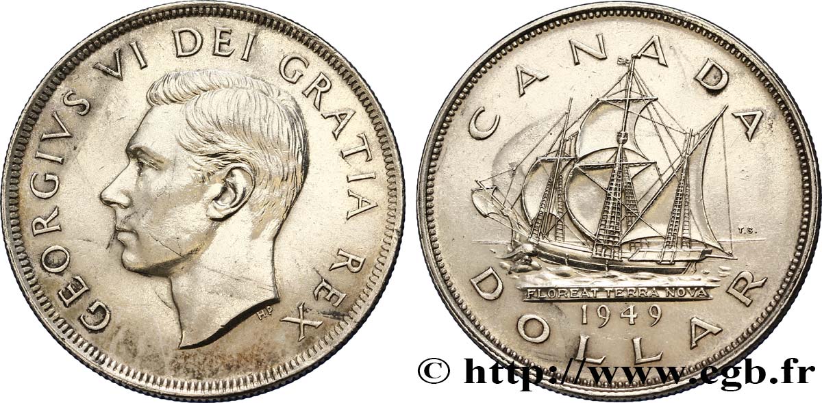CANADA 1 Dollar Georges VI / voilier “Matthew” 1949  TTB+ 