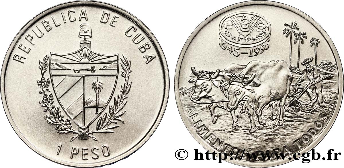KUBA 1 Peso 50e anniversaire de la fondation de la FAO 1995  fST 