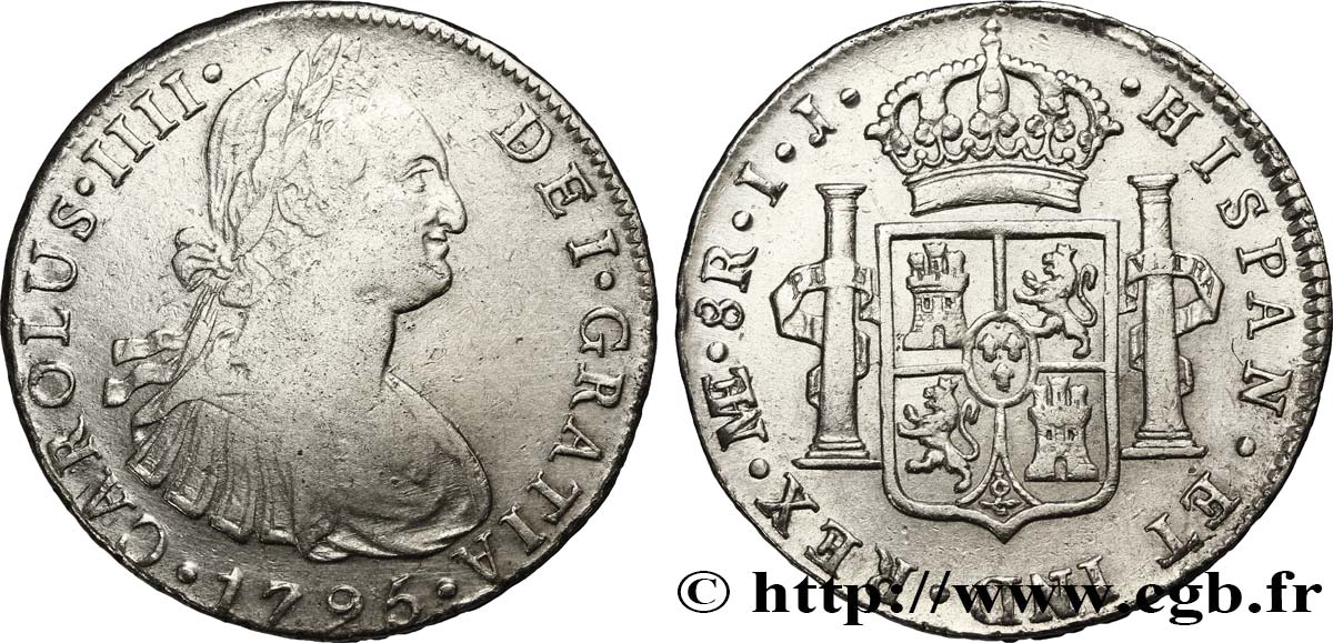 PERU 8 Reales Charles IIII d’Espagne 1795 Lima XF 