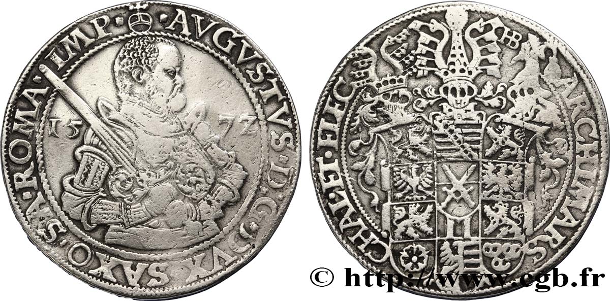 ALLEMAGNE - SAXE Thaler Auguste Ier 1572 Dresde TTB 
