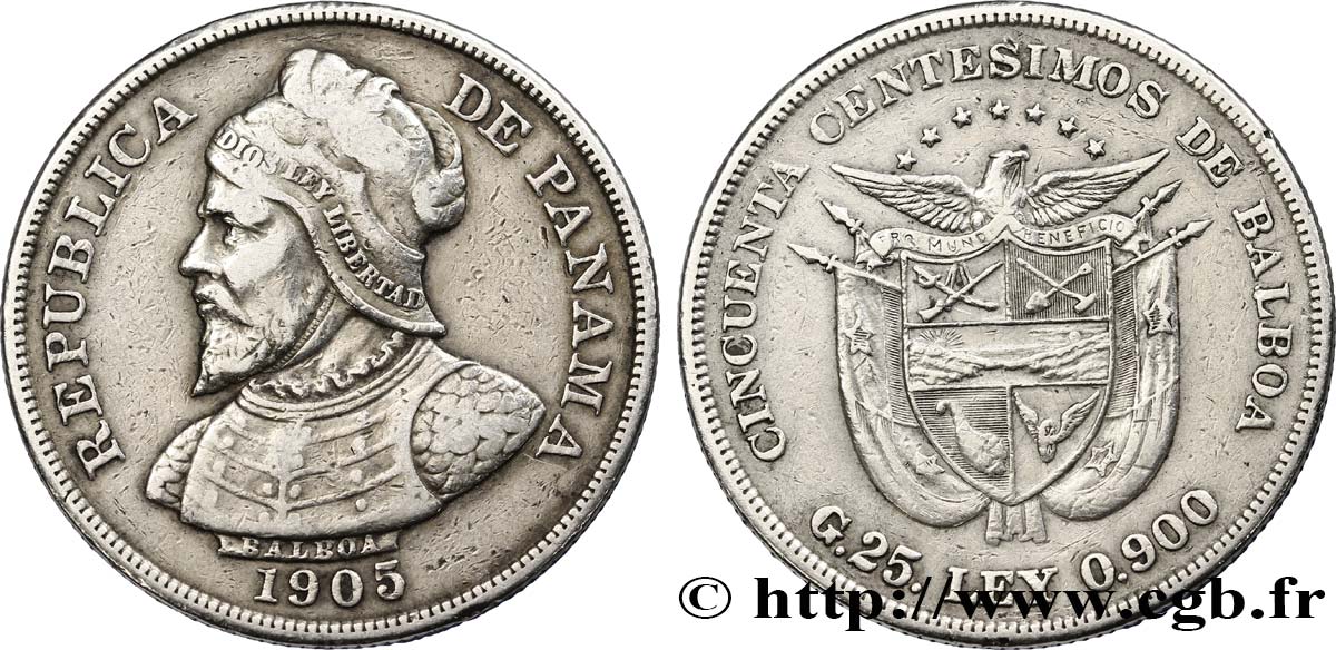 PANAMA 50 Centesimos 1905  TTB 
