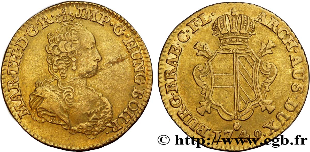 AUSTRIAN LOW COUNTRIES - DUCHY OF BRABANT - MARIE-THERESE Double souverain d or 1749 Anvers MBC 