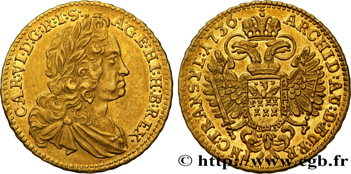 HONGRIE - TRANSYLVANIE - CARLSBOURG - CHARLES VI  Ducat d’or 1736 Karlsburg EBC 