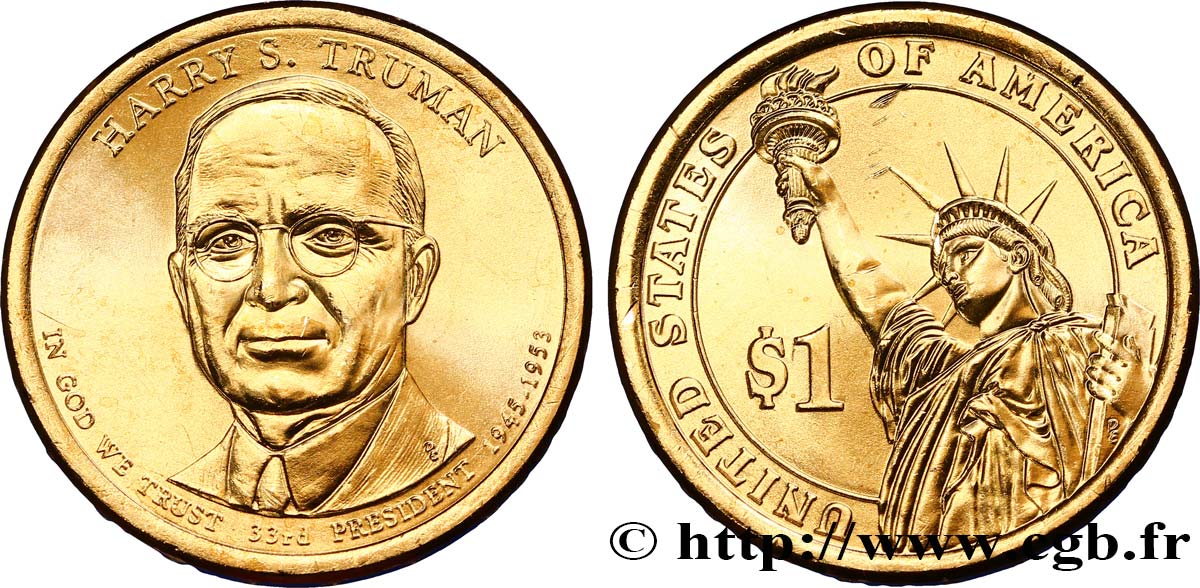 UNITED STATES OF AMERICA 1 Dollar Harry S. Truman tranche B 2015 Philadelphie MS 