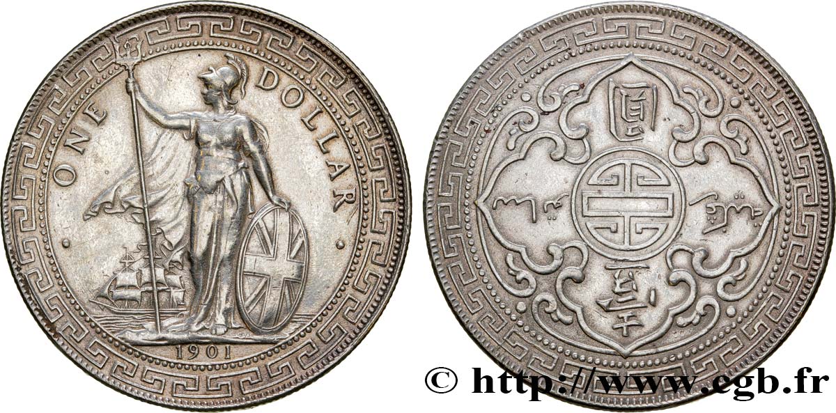 ROYAUME-UNI 1 Dollar Britannia 1901 Bombay TTB 