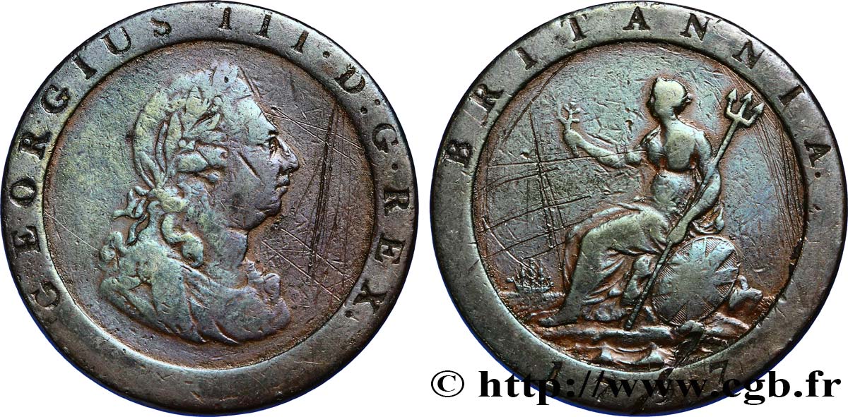 ROYAUME-UNI 1 Penny Georges III 1797 Soho TB+ 