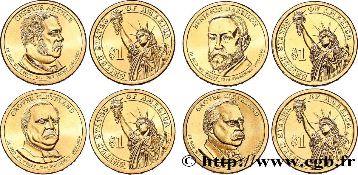 STATI UNITI D AMERICA Lot de quatre monnaies présidentielles 2012 2012 Philadelphie - P MS 