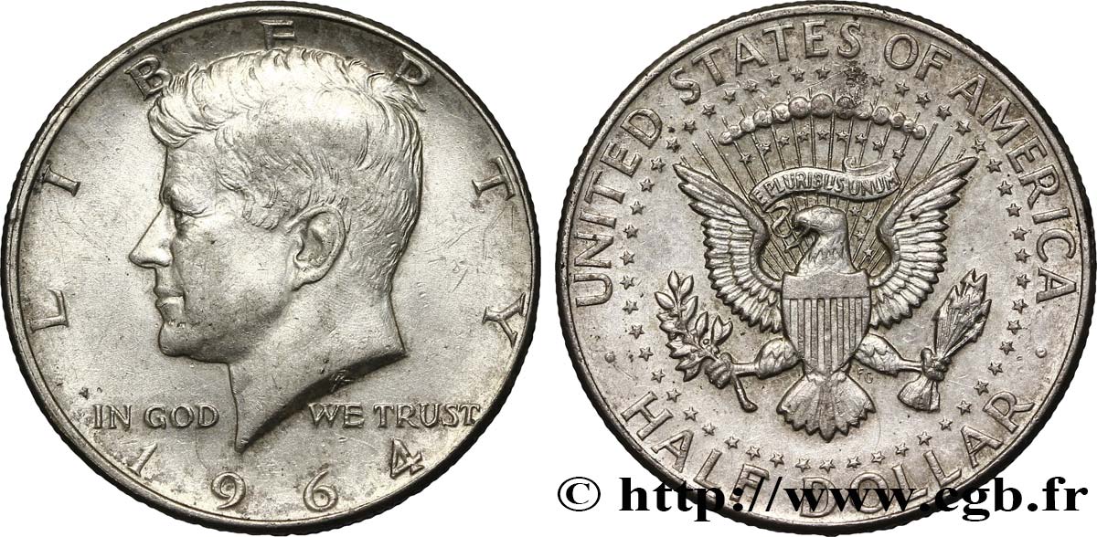 ÉTATS-UNIS D AMÉRIQUE 1/2 Dollar Kennedy 1964 Philadelphie TTB+ 