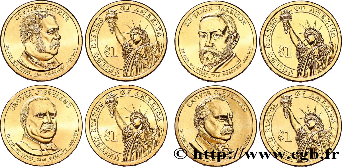 STATI UNITI D AMERICA Lot de quatre monnaies présidentielles 2012 2012 Denver MS 