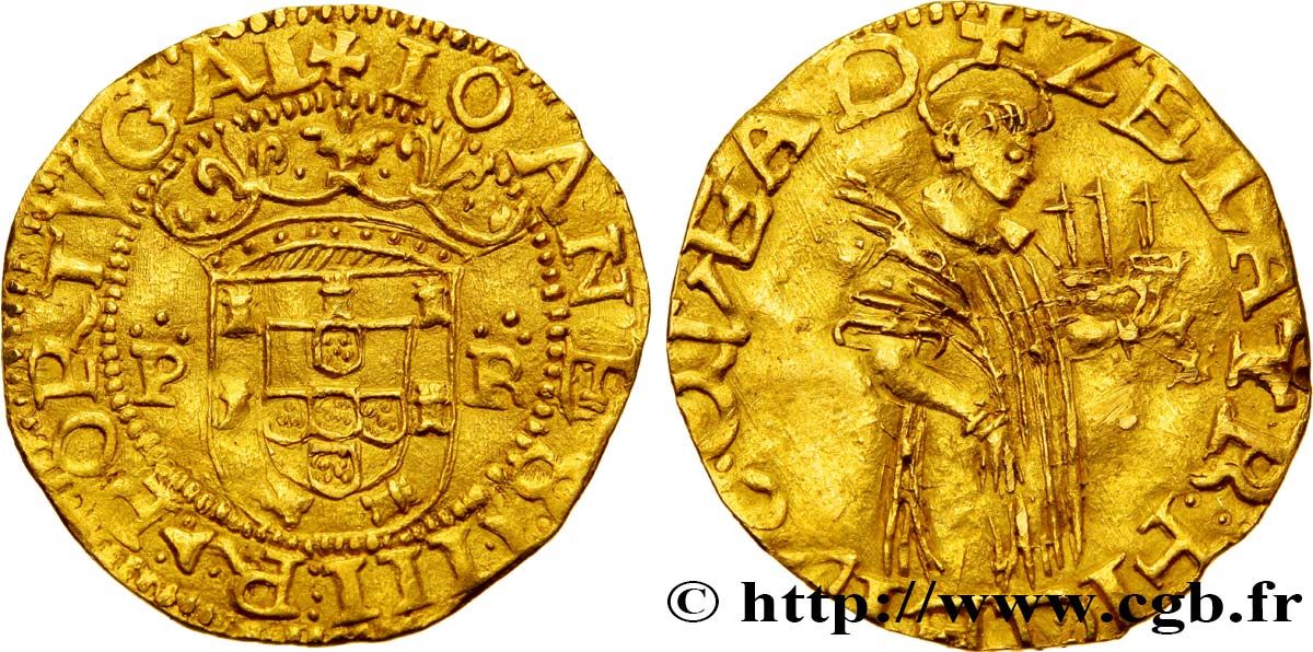 PORTUGAL - JOHN III Demi-saint-Vincent ou 500 Reais n.d. Porto AU/XF 
